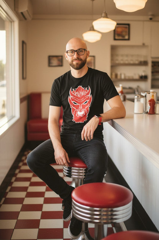 Undertaker Big Evil Red Devil Head Mens Black T-shirt Mens