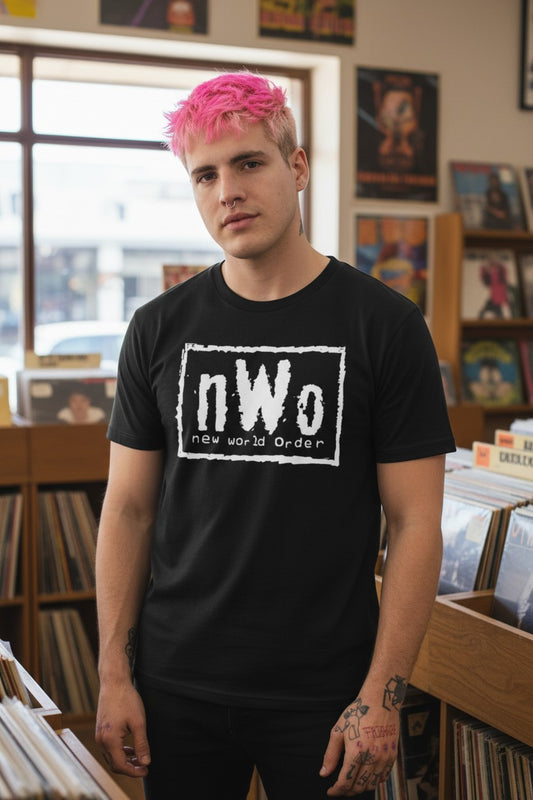 nWo Broken Bones Rule New World Order White Logo Mens T-shirt