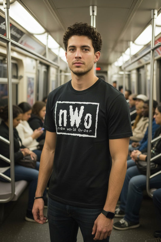 nWo New World Order White Logo Black Men's T-shirt