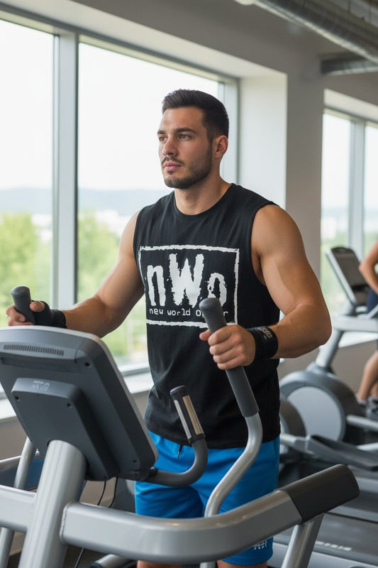 nWo White Logo Sleeveless Black Muscle T-shirt Mens