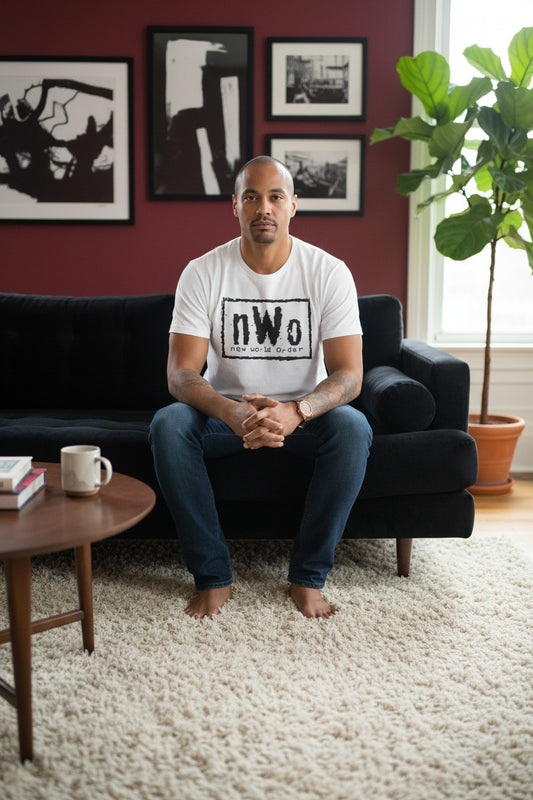 nWo New World Order White WCW T-shirt with Black Logo