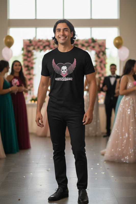 The Hitman Bret Hart Skull Wings Logo Mens T-shirt