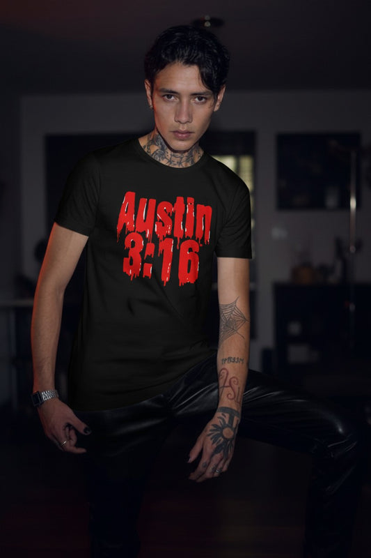 Blood from a Stone Cold Steve Austin Bloody Face Mens Black T-shirt