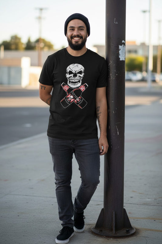 Stone Cold Steve Austin Drink Beer Skull Flag Black T-shirt