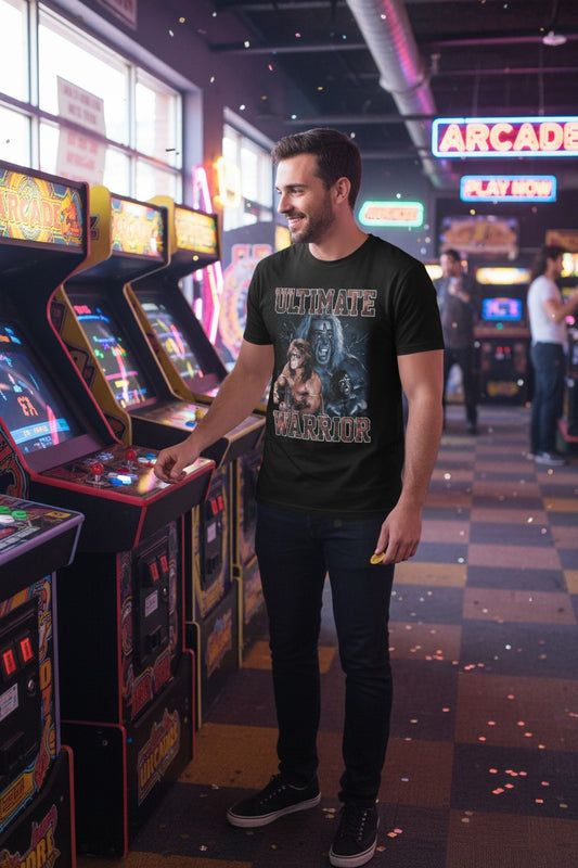 Ultimate Warrior Three Pose Flex Black T-shirt