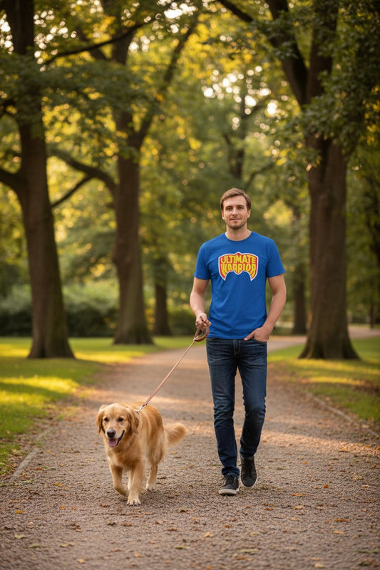 Ultimate Warrior Logo WWE Mens Navy Blue T-shirt