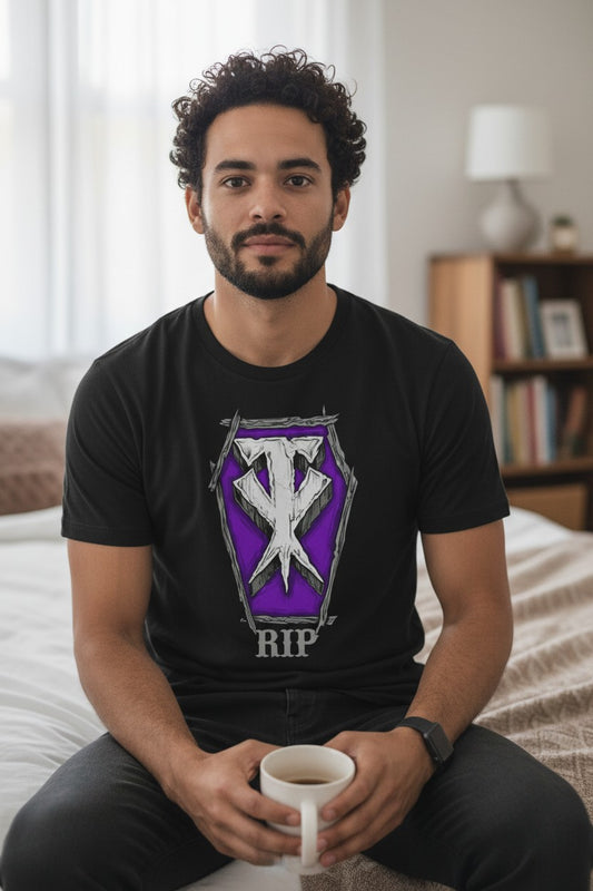 Undertaker RIP Casket TX Logo Black T-shirt