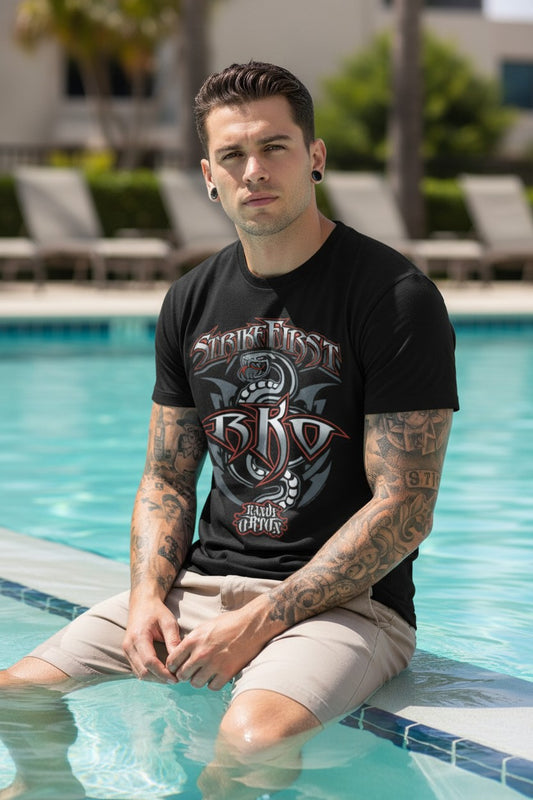 Randy Orton Strike First RKO Logo Black T-shirt