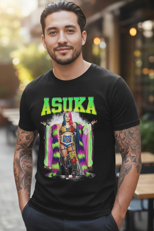 Asuka Multi Color Kimono Black T-shirt WWE