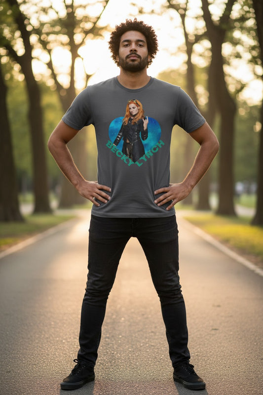 Becky Lynch Rock On Heart Gray T-shirt
