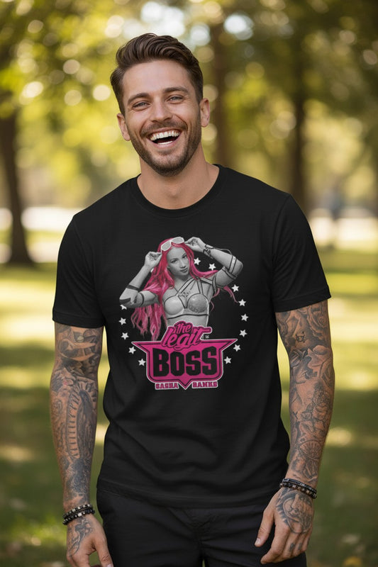 Sasha Banks Pink Hair Black T-shirt
