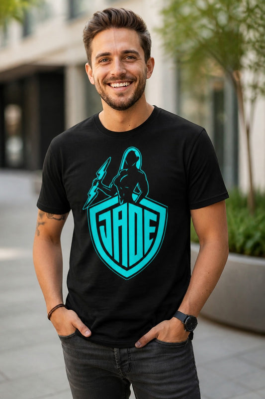 Jade Cargill Blue Logo Black T-shirt