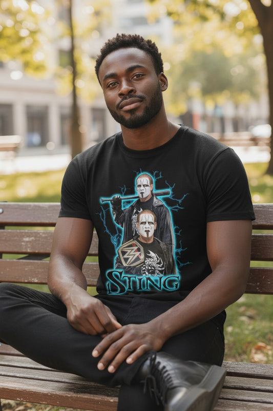 Iconic Sting White Scorpion Baseball Bat Mens Black T-shirt