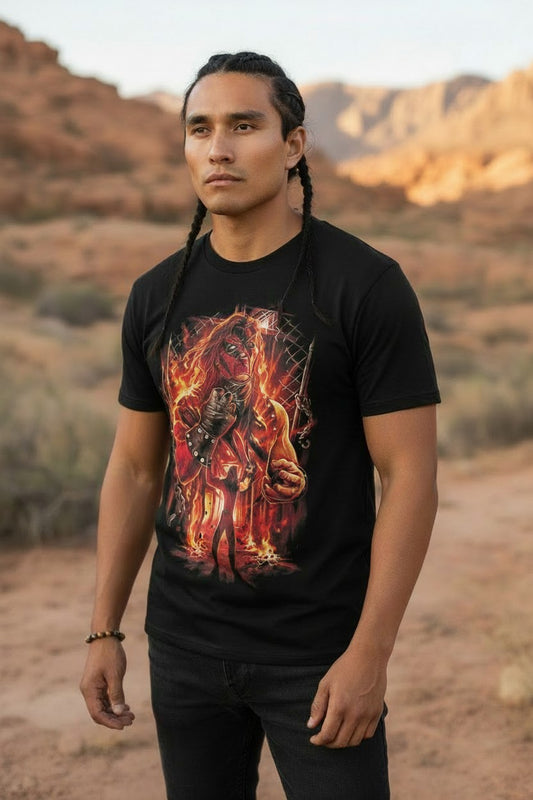 Kane The Big Red Machine Fireball Black T-shirt