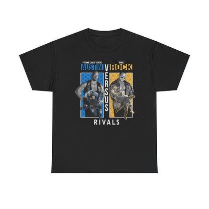 WWE Rivals Stone Cold Steve Austin vs The Rock Mens Black T-shirt