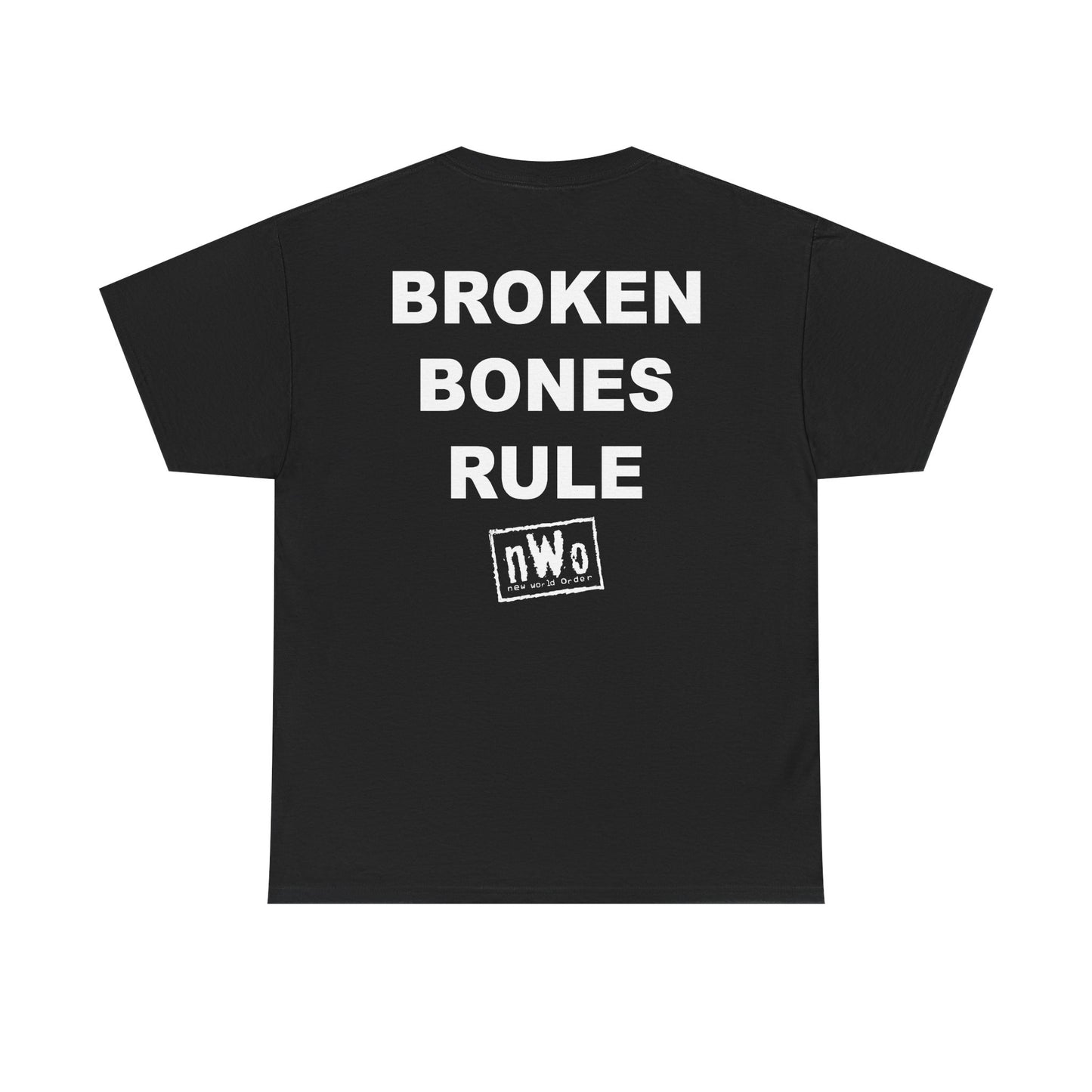 nWo Broken Bones Rule New World Order White Logo Mens T-shirt