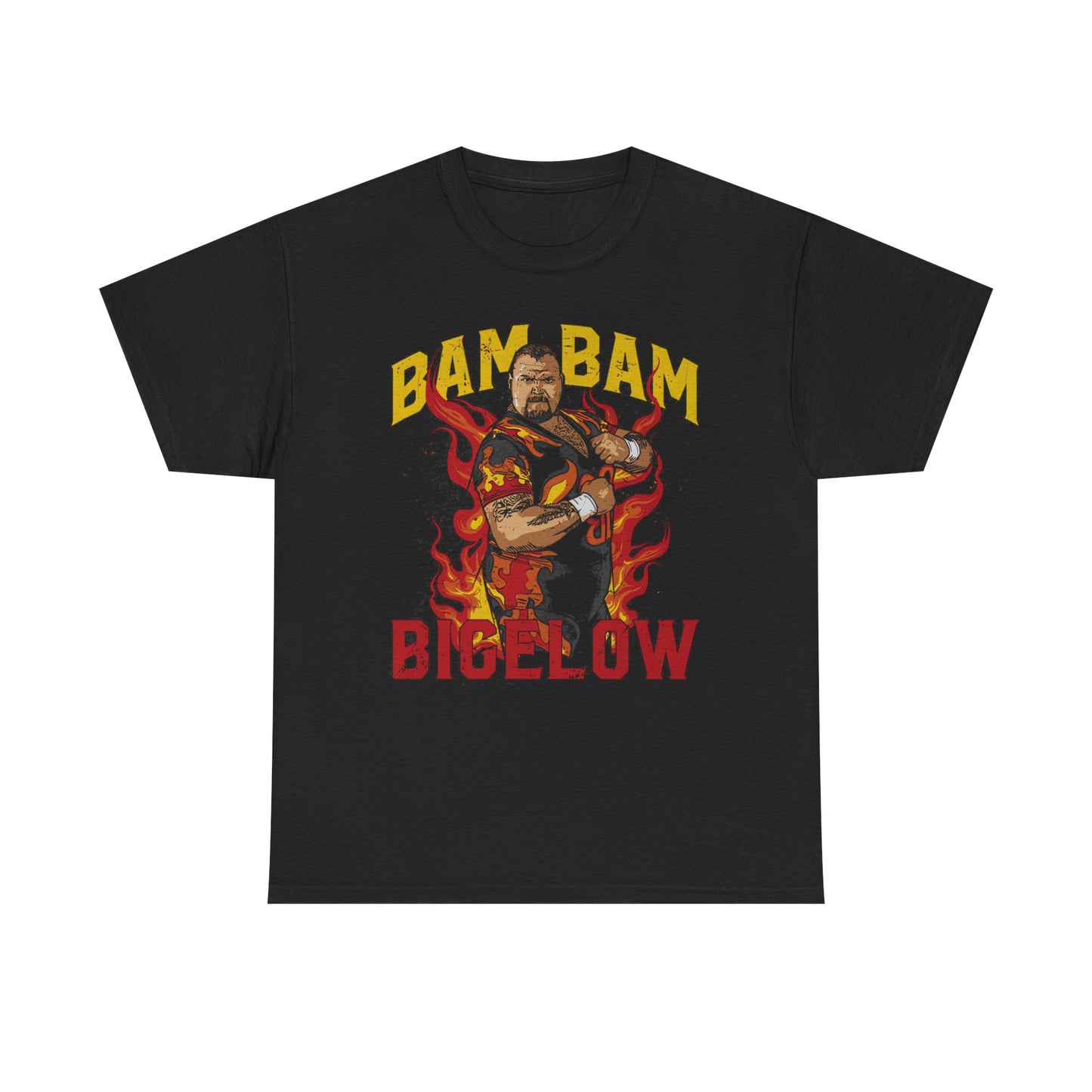 Bam Bam Bigelow Flames Black T-shirt