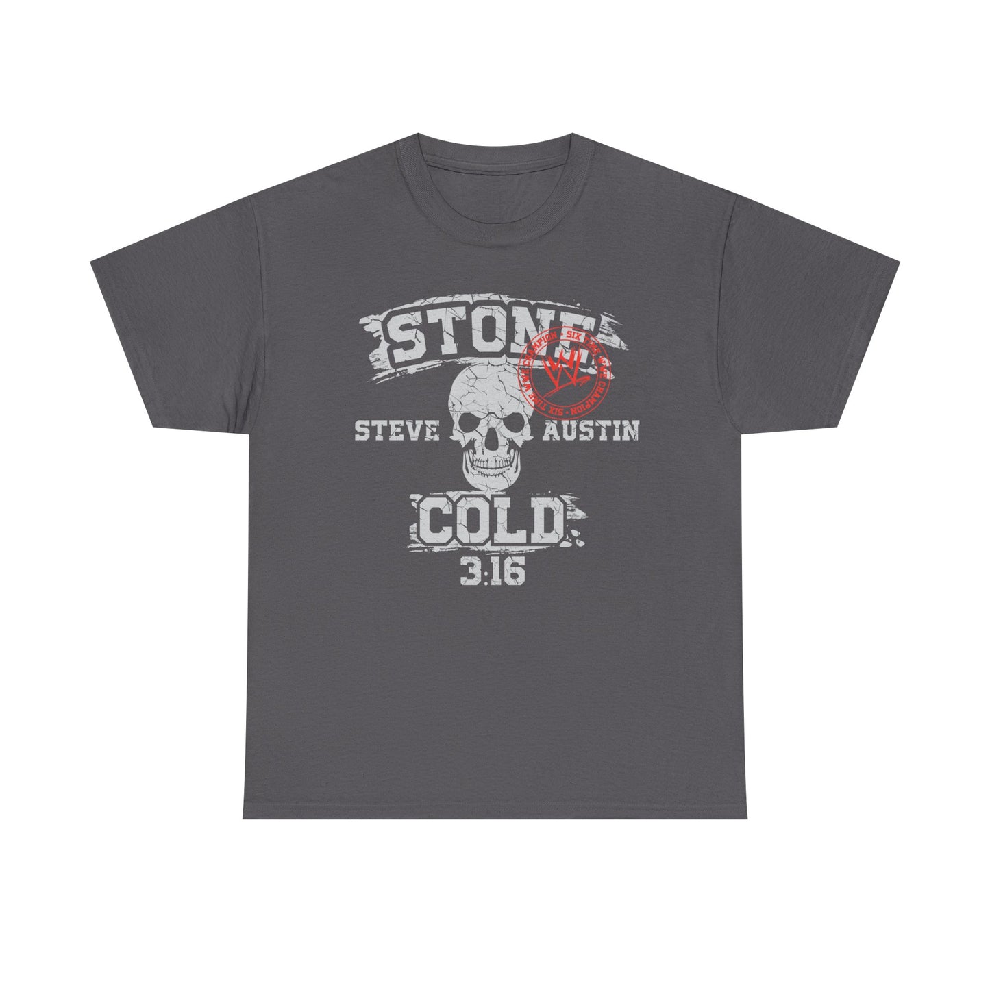 Stone Cold Steve Austin Six Time WWE Champion Mens Gray T-shirt