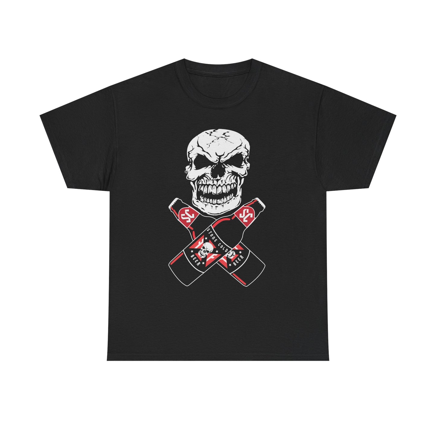 Stone Cold Steve Austin Drink Beer Skull Flag Black T-shirt