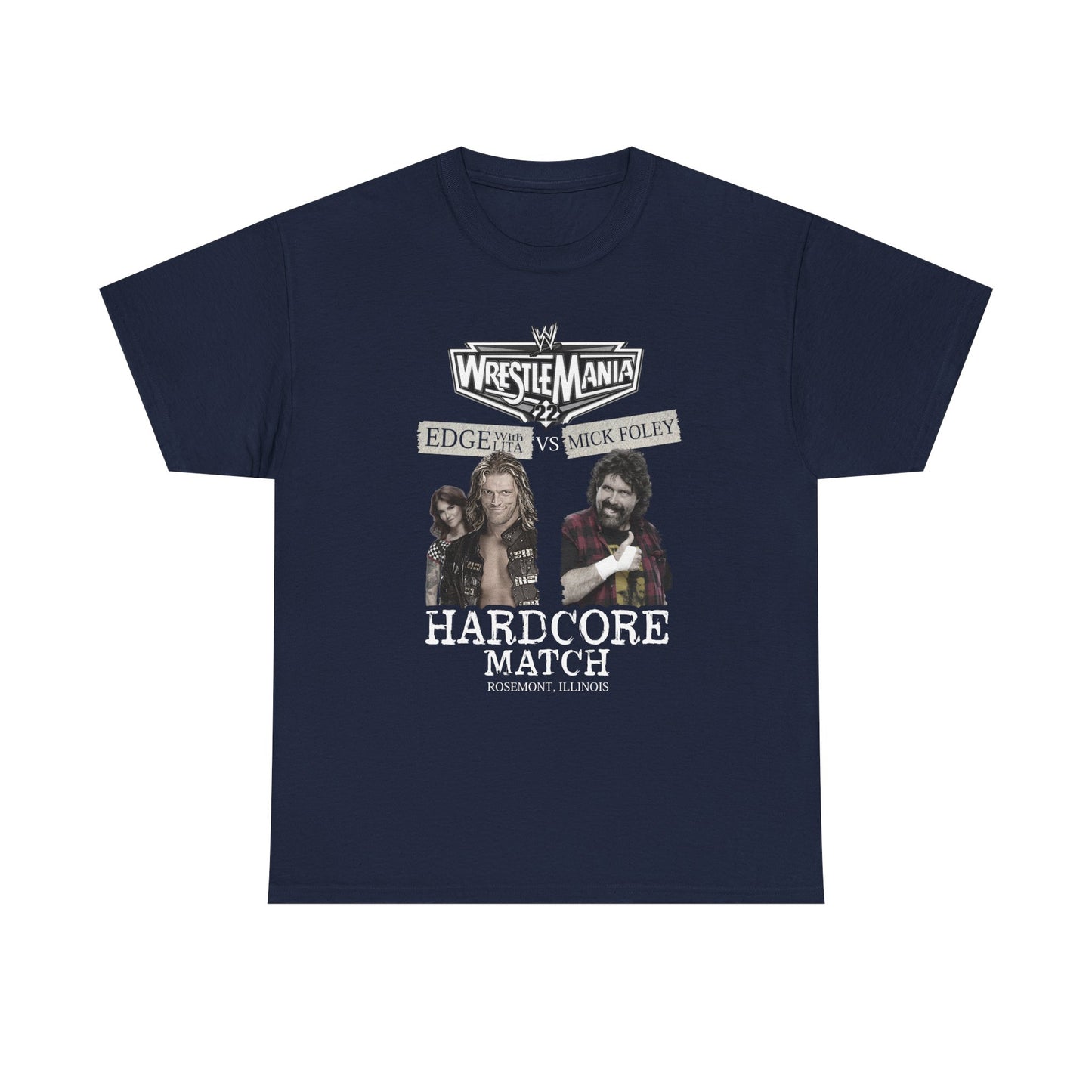 WrestleMania 22 Edge vs Mick Foley Hardcore Match Mens Blue T-shirt