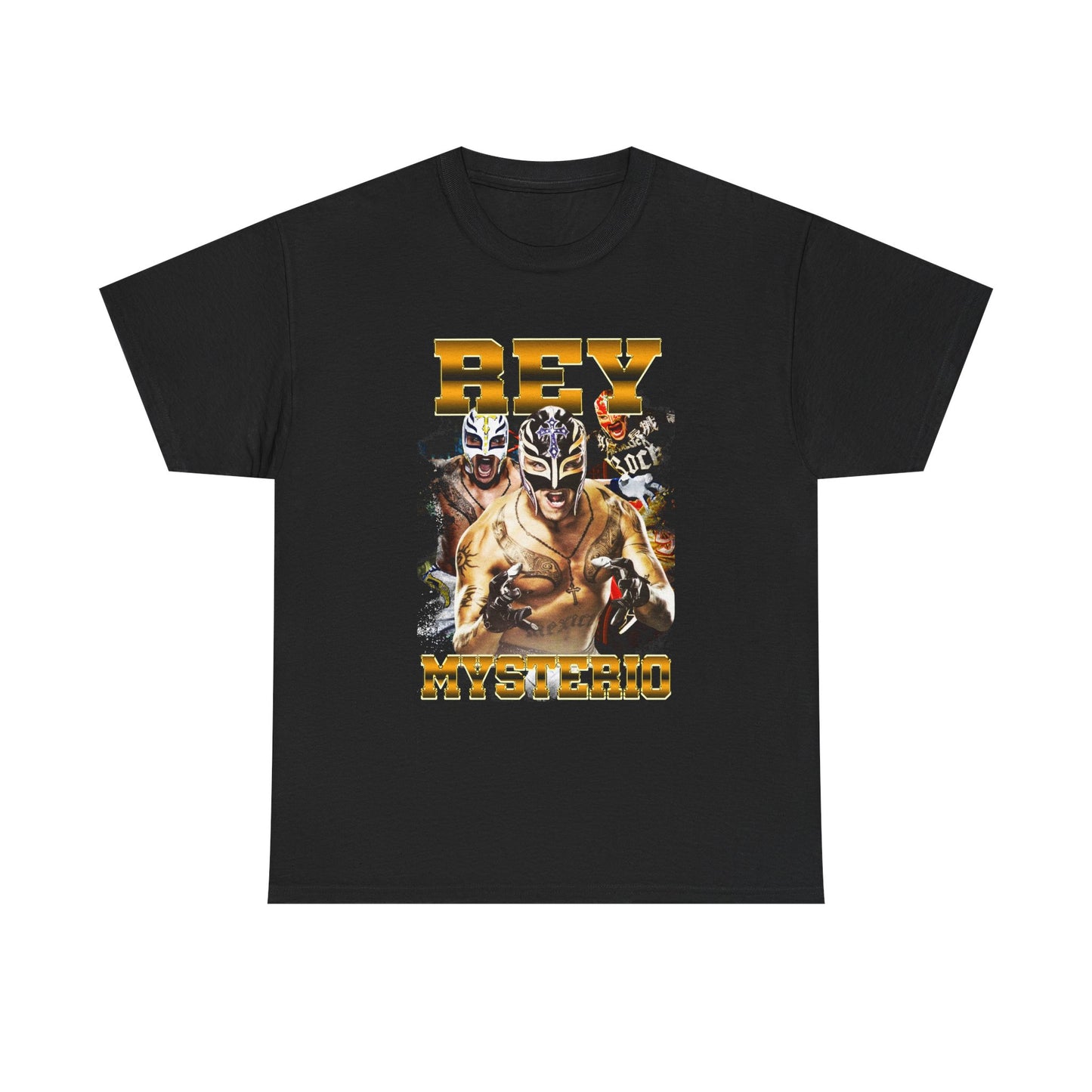 Rey Mysterio Shouting Mens Black T-shirt WWE