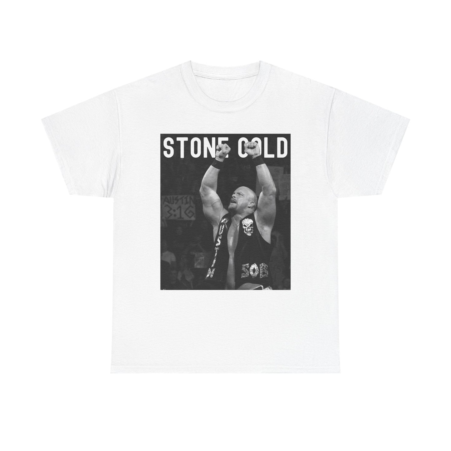 Stone Cold Steve Austin Arms Raised Mens White T-shirt