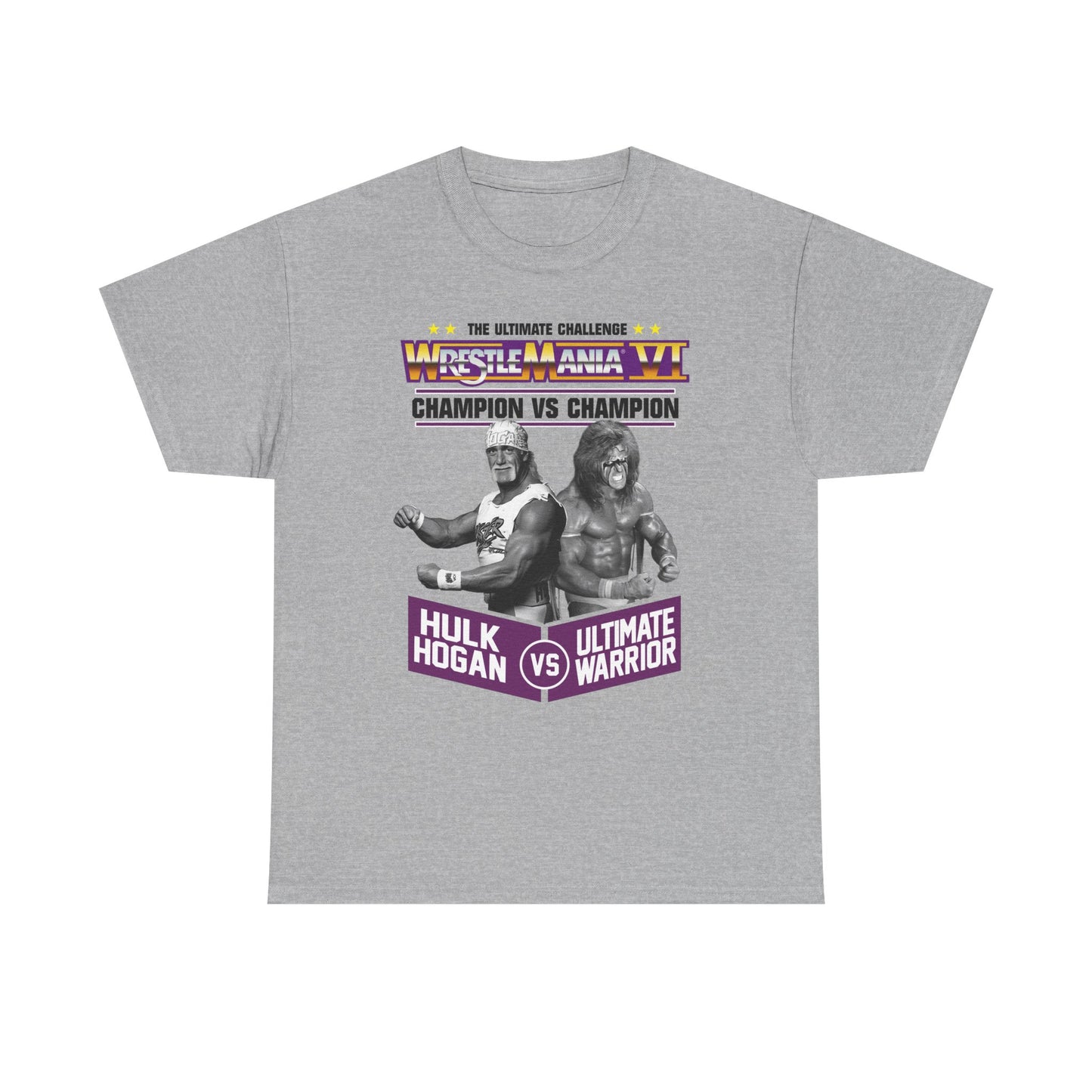 Wrestlemania 6 Hulk Hogan Ultimate Warrior Mens Gray T-shirt
