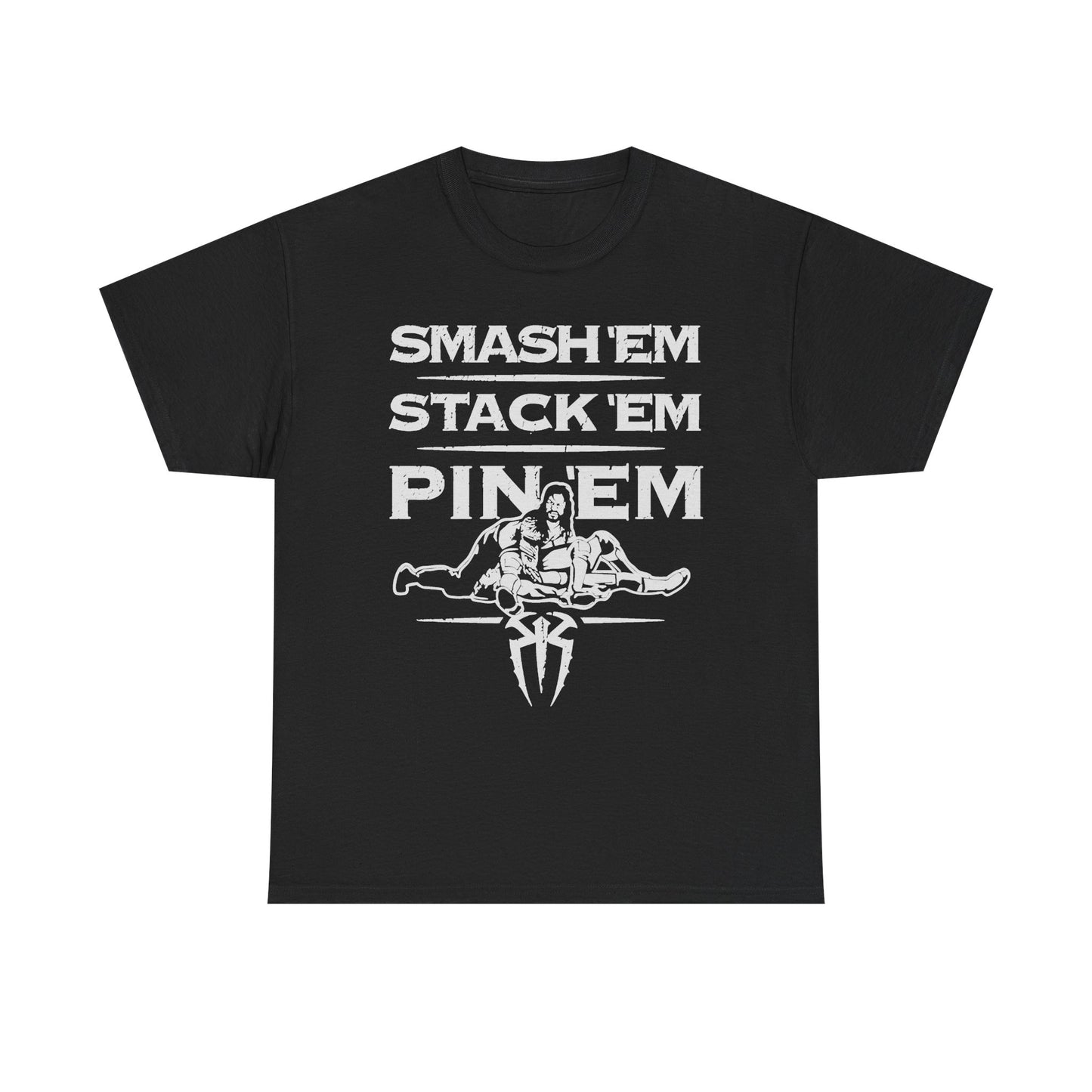 Roman Reigns Smash Stack Pin Mens Black T-shirt