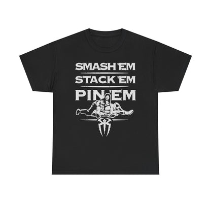 Roman Reigns Smash Stack Pin Mens Black T-shirt