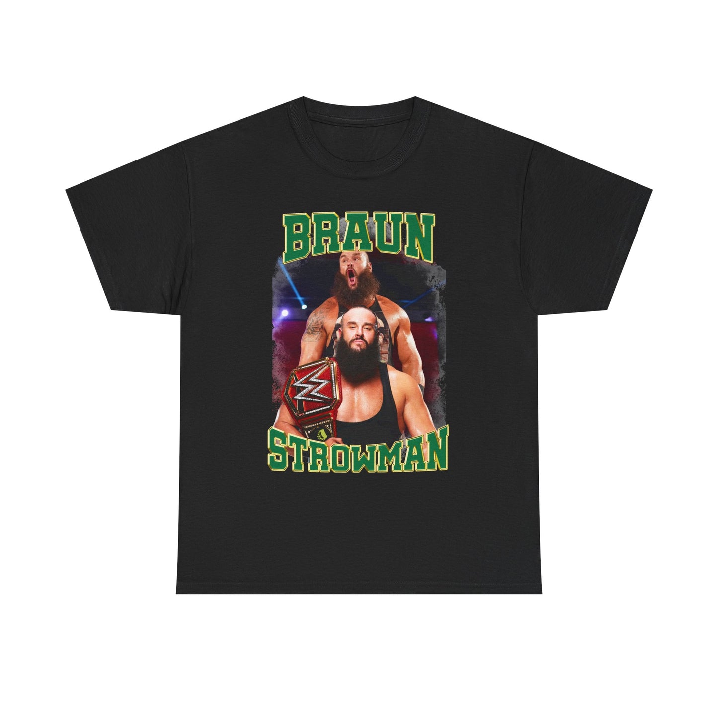 Braun Strowman Championship Belt Double Pose Black T-shirt