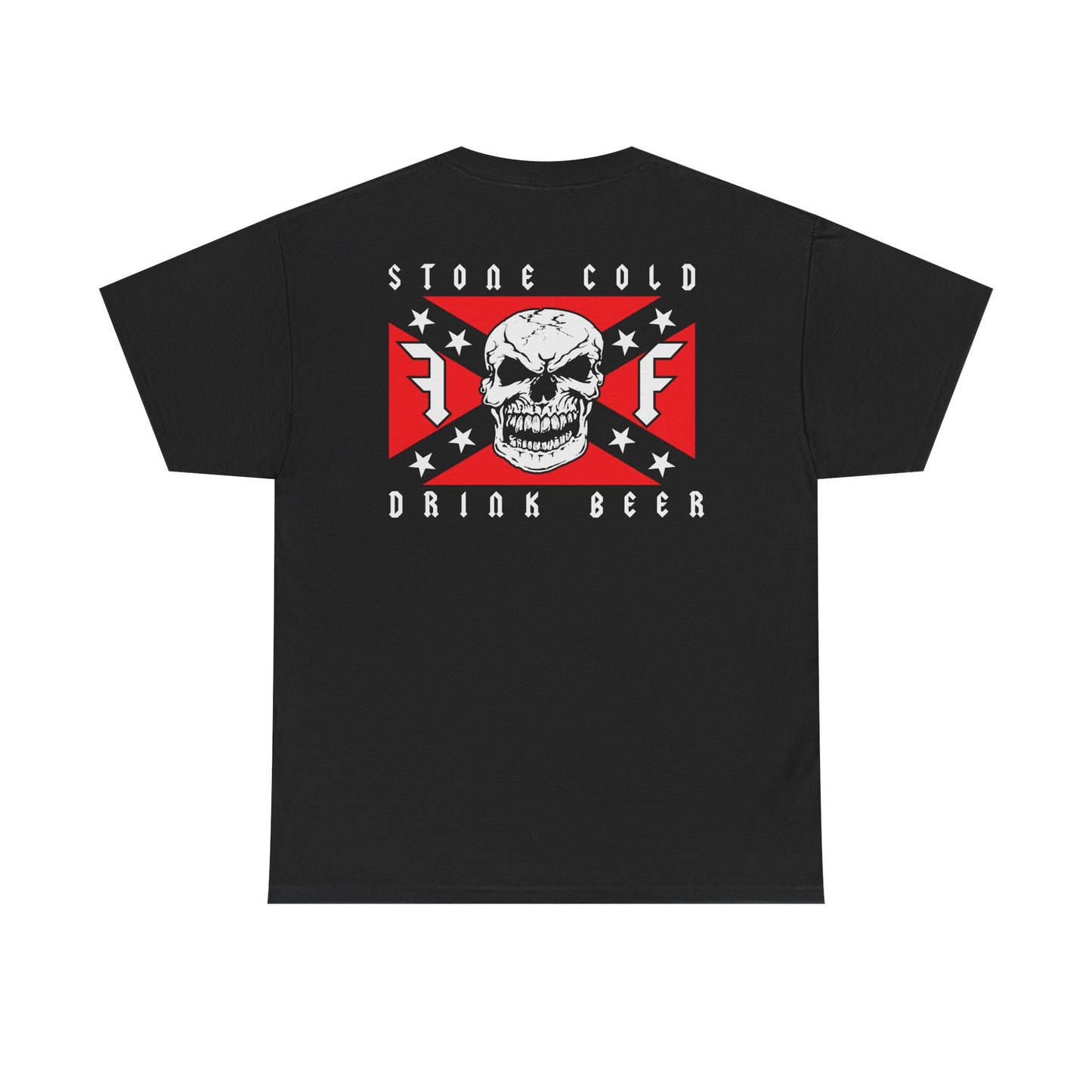 Stone Cold Steve Austin Drink Beer Skull Flag Black T-shirt