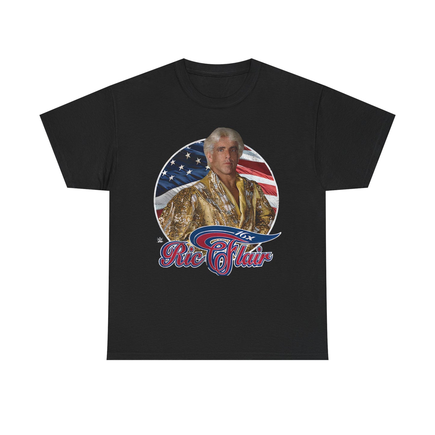 Ric Flair Real American 16x USA Flag Black T-shirt