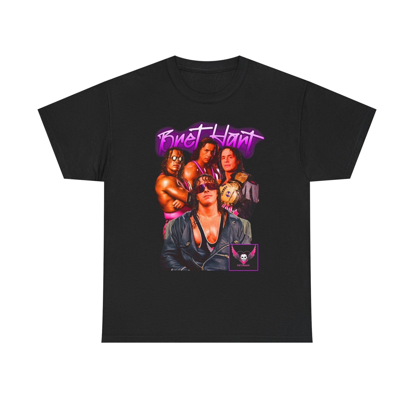 Bret Hitman Hart Neon Sign Mens Black T-shirt