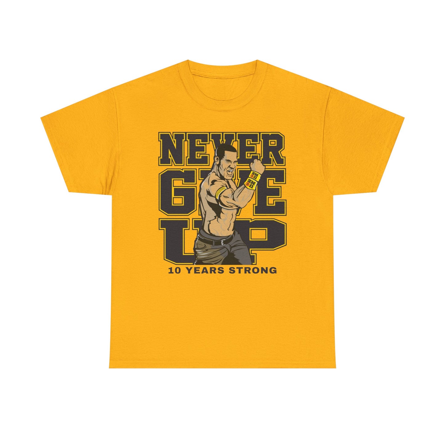 John Cena Ten Years Strong Mens Cotton Gold T-shirt
