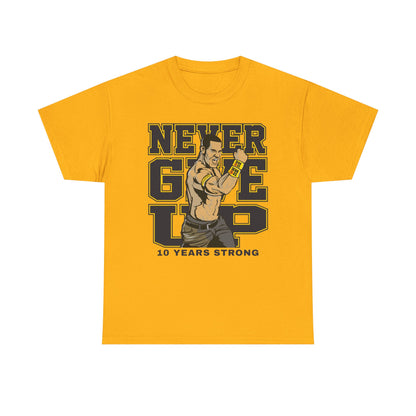 John Cena Ten Years Strong Mens Cotton Gold T-shirt