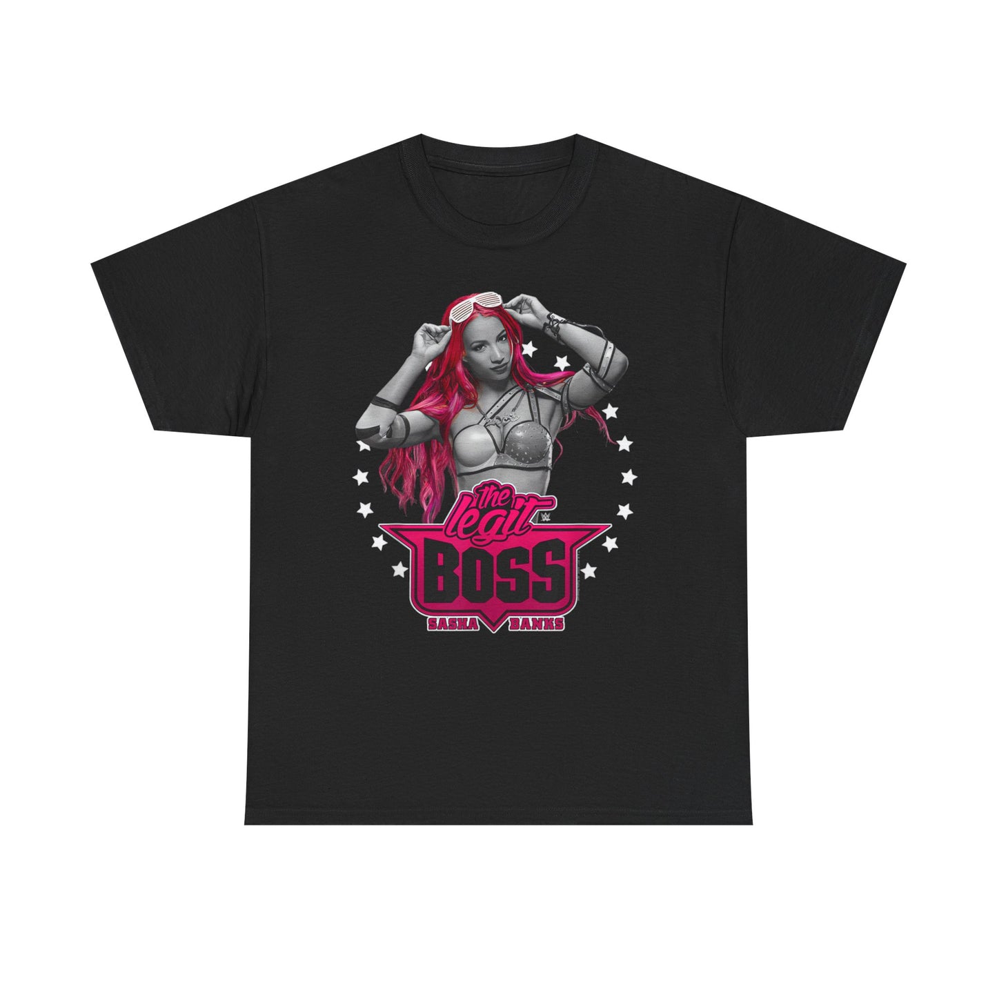 Sasha Banks Pink Hair Black T-shirt