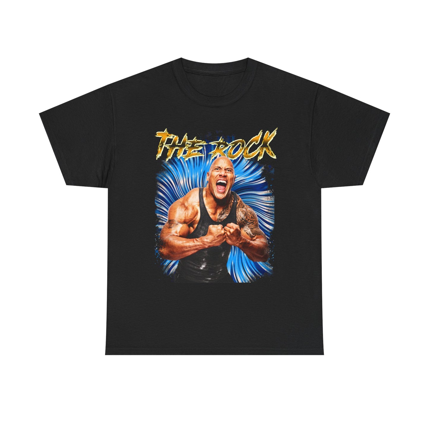 Dwayne The Rock Johnson Power Pose Flex Black WWE T-shirt