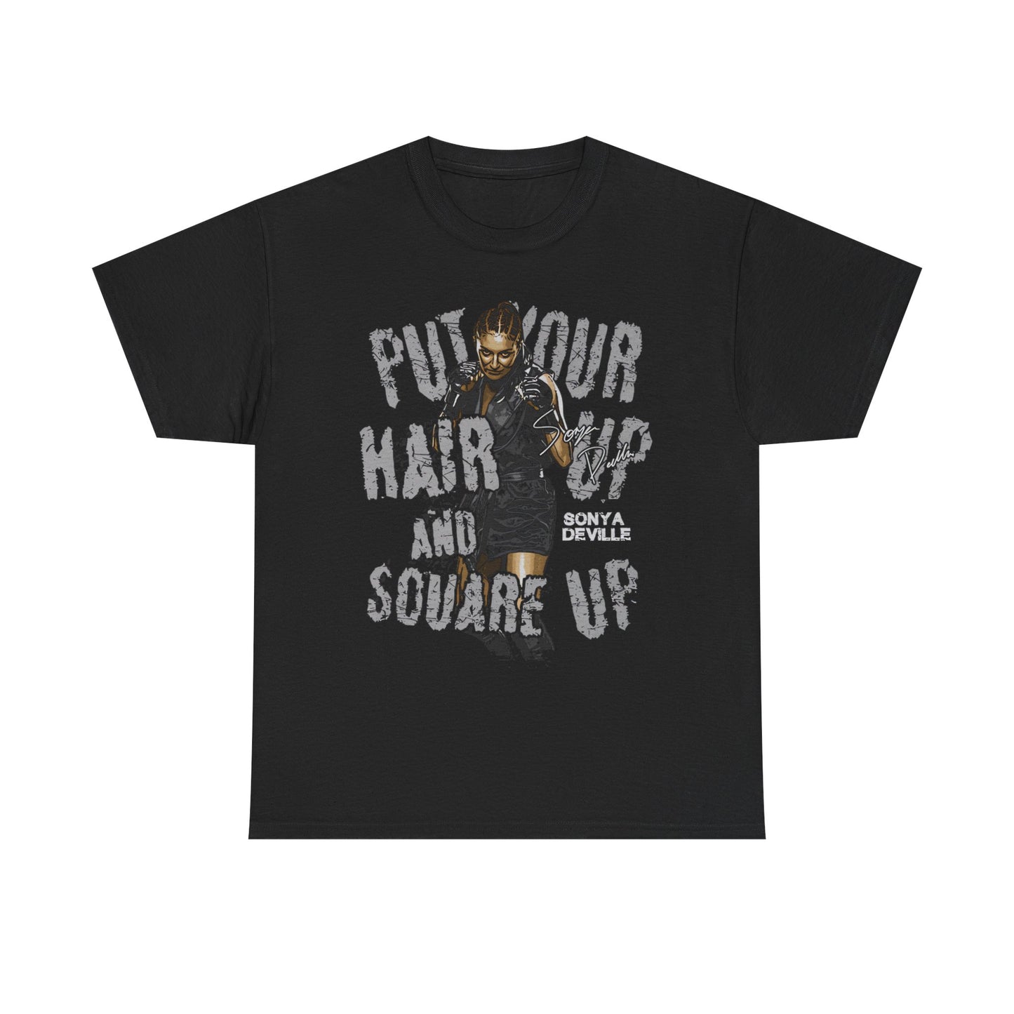 Sonya Deville Hair Up Square Up Black T-shirt