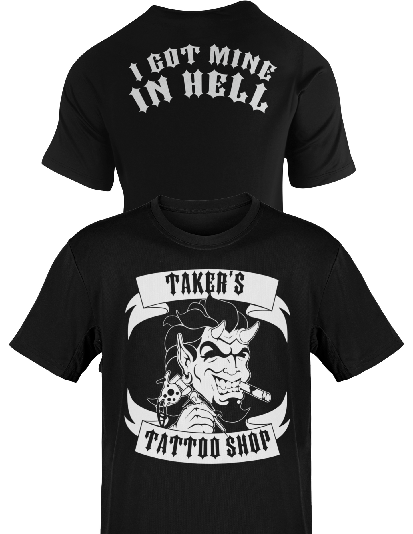 Undertaker Tattoo Shop Got Mine In Hell Mens Black T-shirt