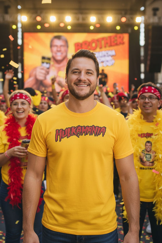 Yellow Hulk Hogan Hulkamania Mens T-shirt