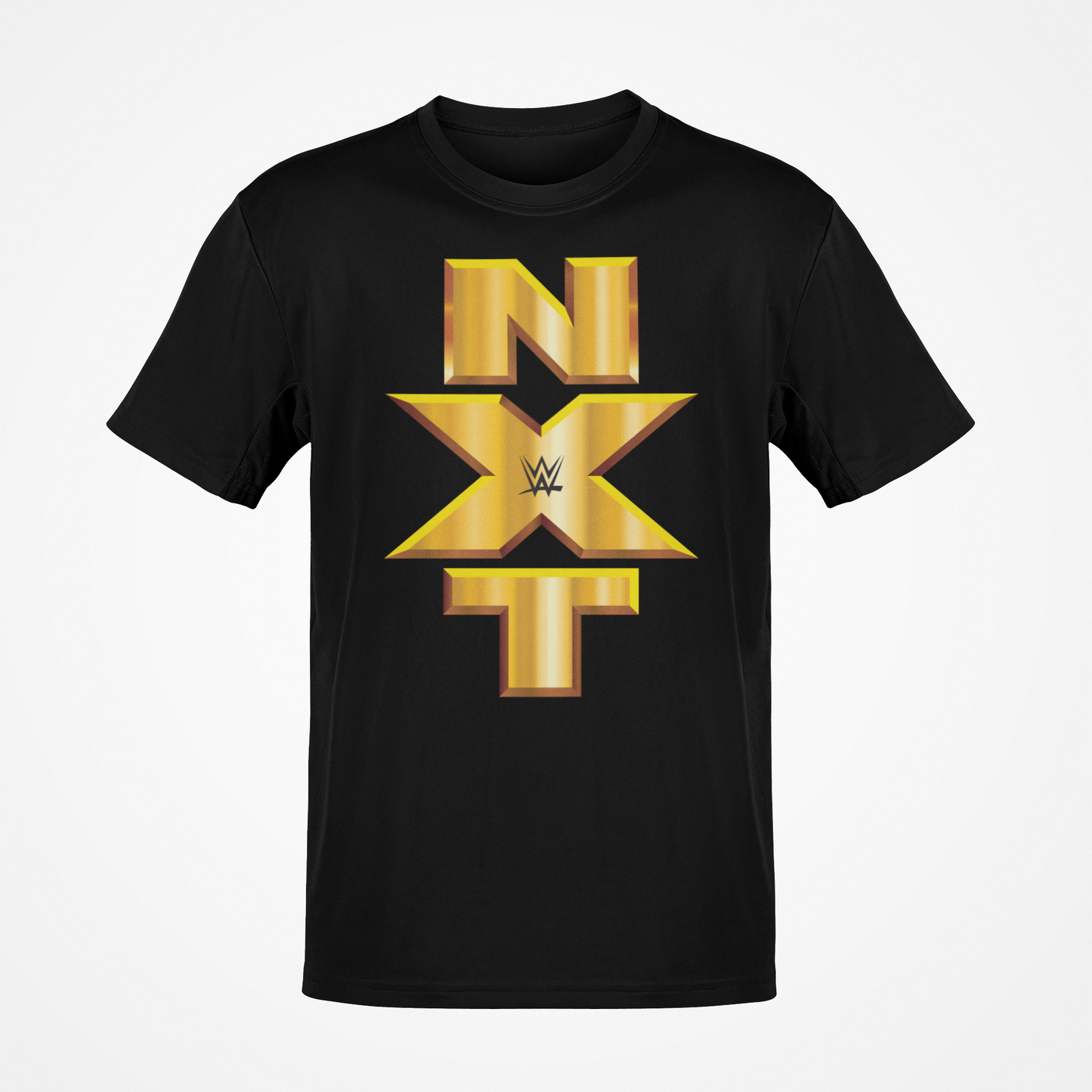 NXT Gold Vertical Logo WWE Mens Black T-shirt