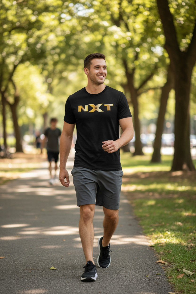 NXT Gold Logo WWE Mens Black T-shirt