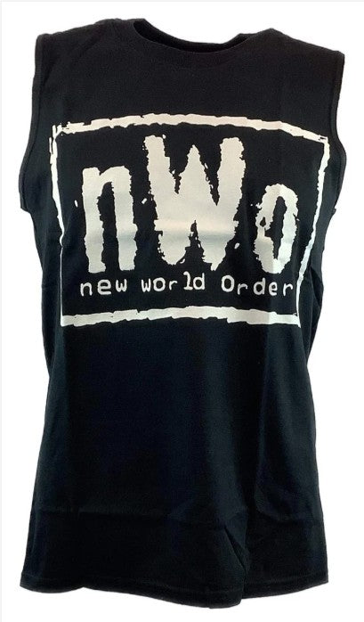nWo White Logo Sleeveless Black Muscle T-shirt Mens
