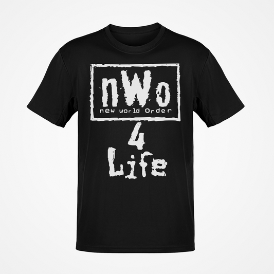 nWo 4 Life WCW White Logo Mens Black T-shirt