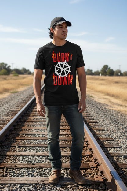 Seth Rollins Burn It Down Mens Black T-shirt