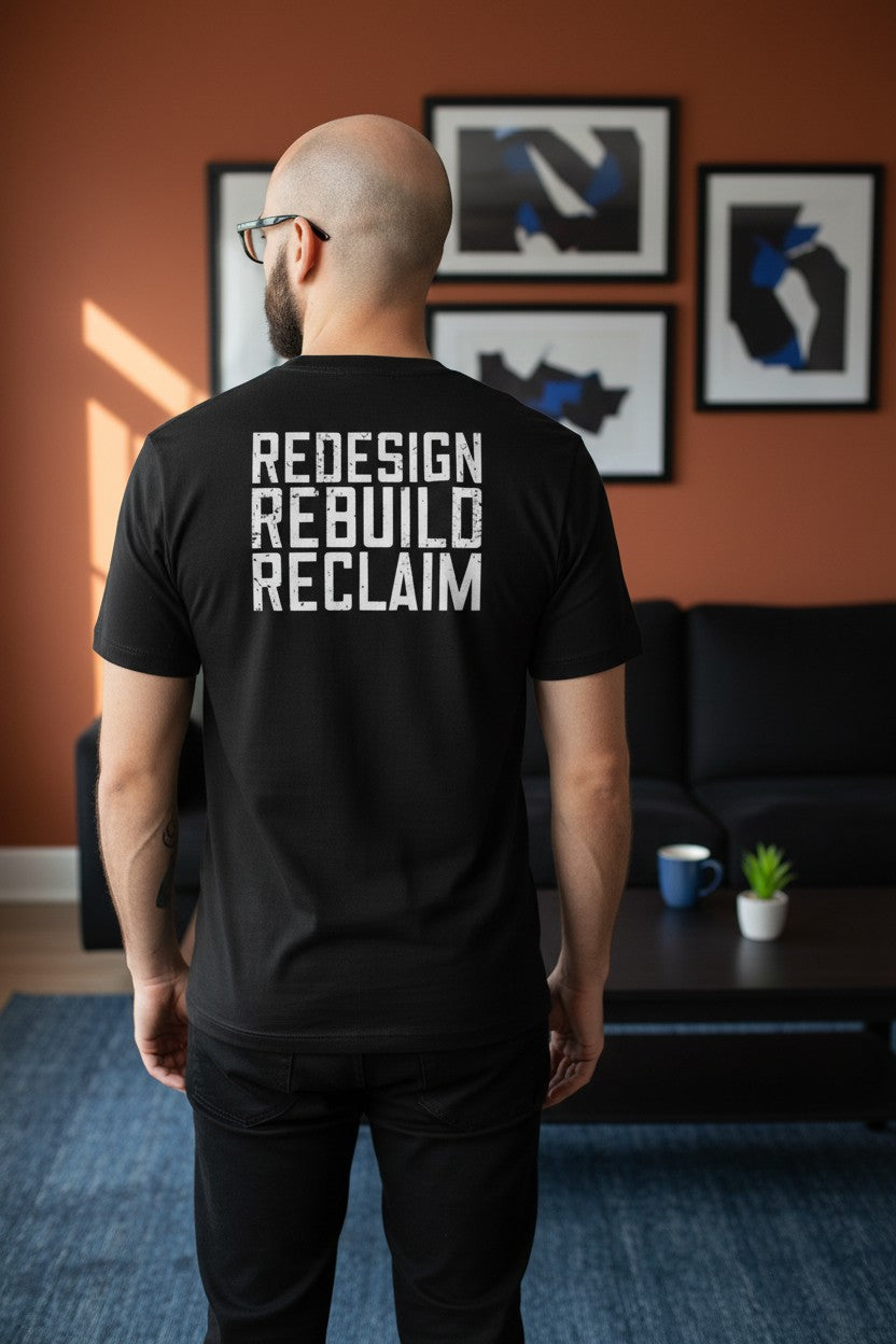 Seth Rollins Mens Black Logo Redesign Rebuild T-shirt