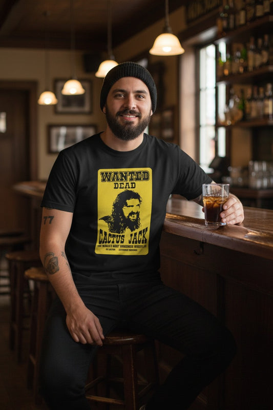 Cactus Jack Wanted Dead Mick Foley Mens T-shirt