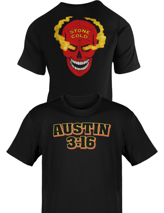 Stone Cold Steve Austin 3:16 Red Skull Black T-shirt