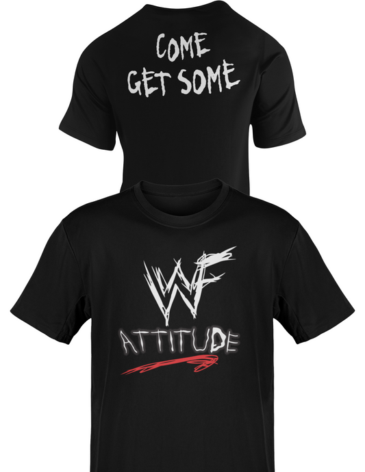 WWF Attitude Come Get Some Mens Black T-shirt