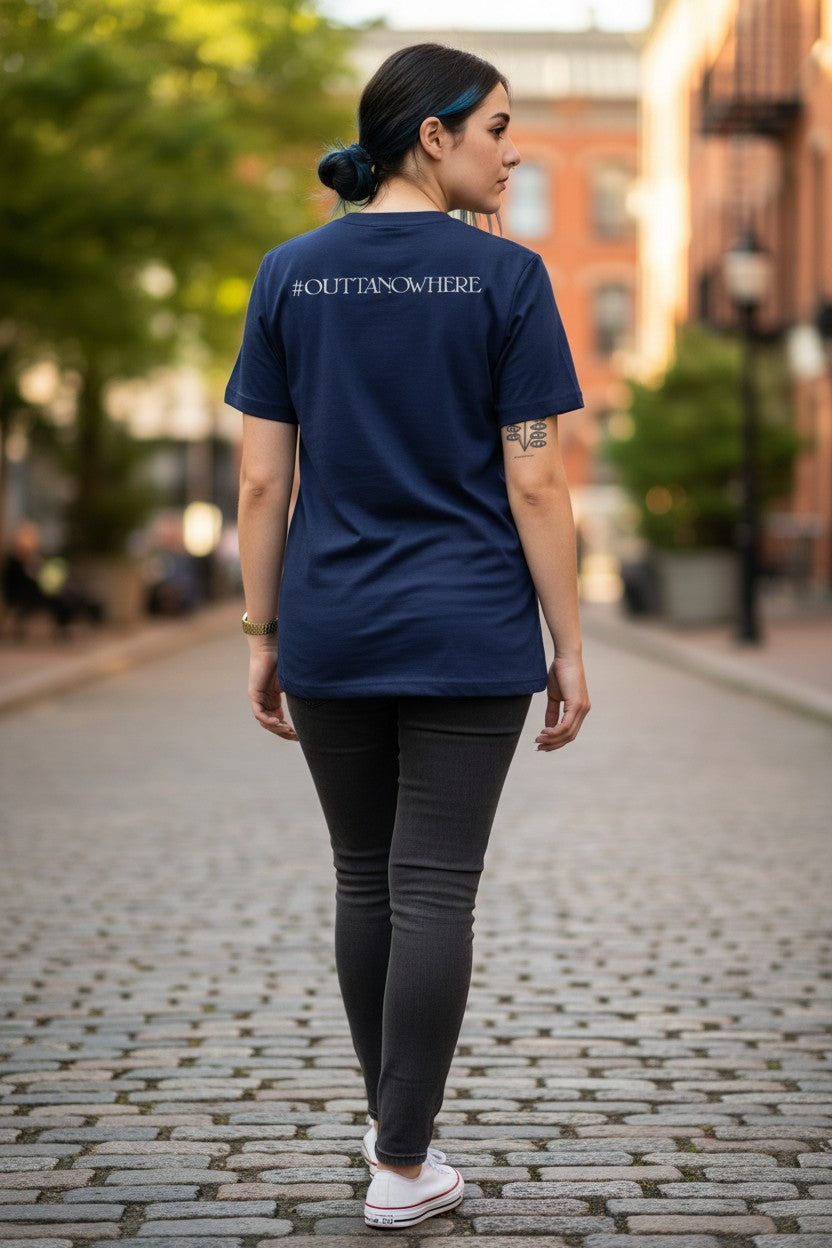 Randy Orton RKO #OuttaNoWhere Navy Blue T-shirt